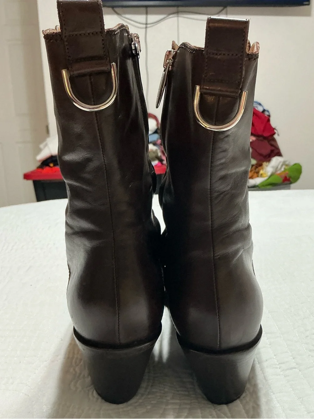 Vintage Sergio Rossi Brown Leather Western Ankle Boots Style 7003 Size 39